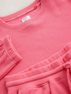 Clearance Next Bright Pink Cosy Waffle Long Sleeve Pyjamas