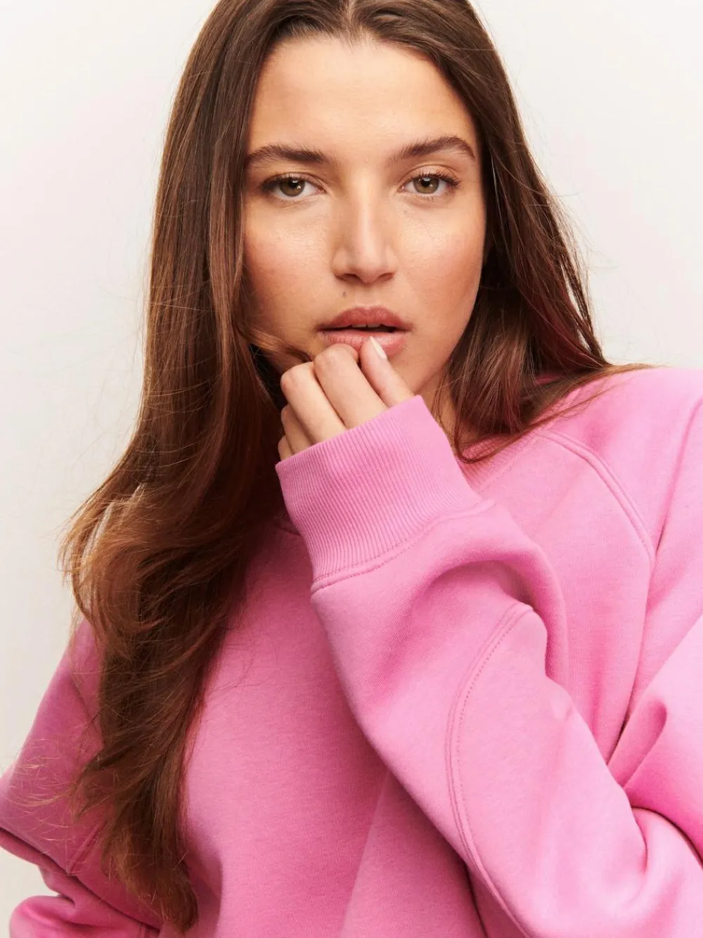 Sale Next Relaxed Fit Heavyweight Longline Crew Neck Sweatshirt Bright Pink