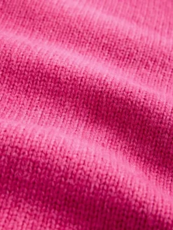 Next Stand Neck Chunky Knit Jumper With Wool Bright Pink