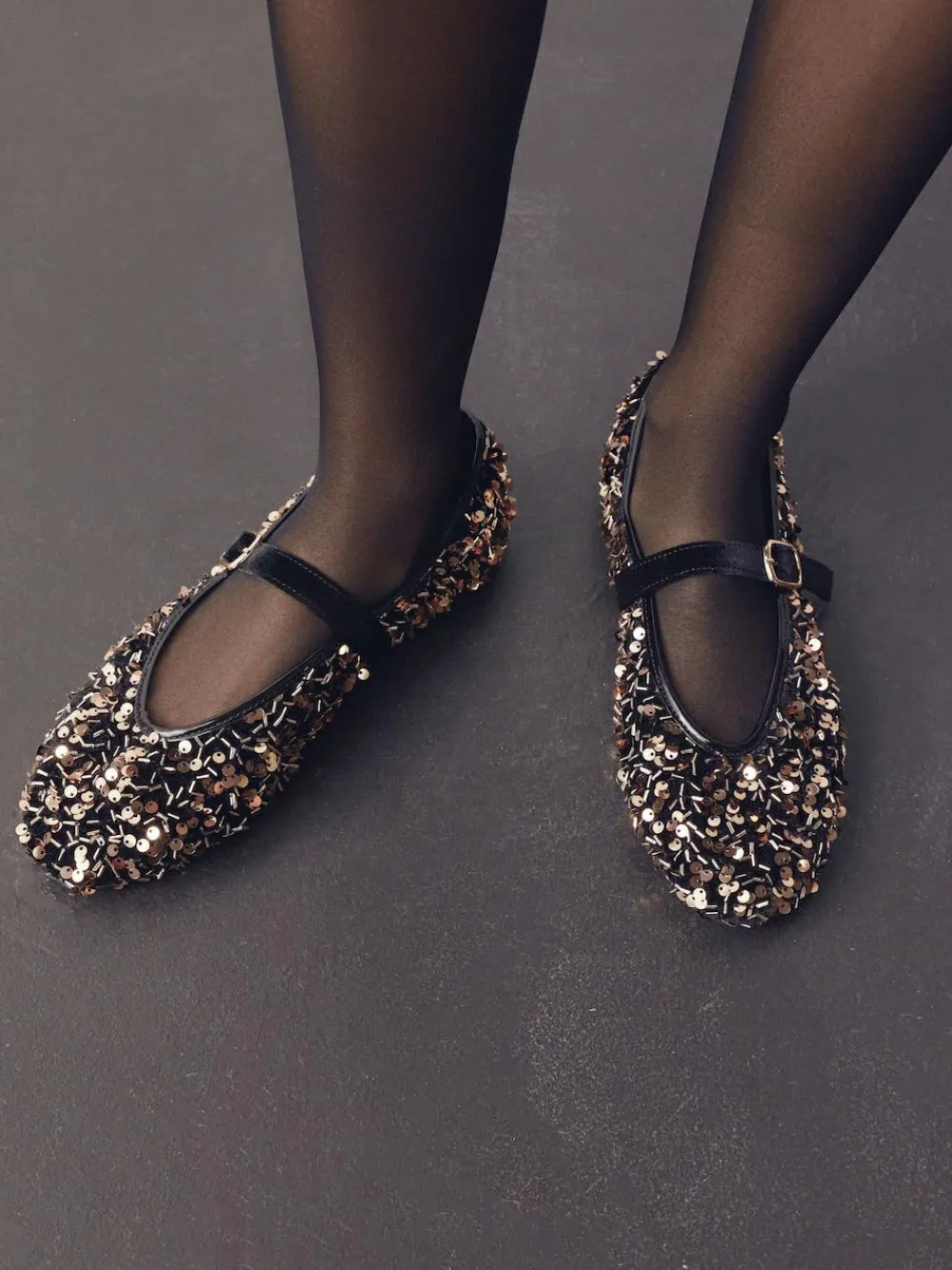 New Next Forever Comfort® Embellished Sequin Mary Jane Shoes Bronze