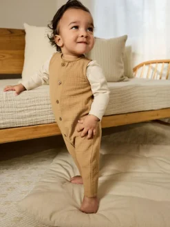 Online Next Baby Dungarees and Bodysuit Set (0mths-2yrs) Brown