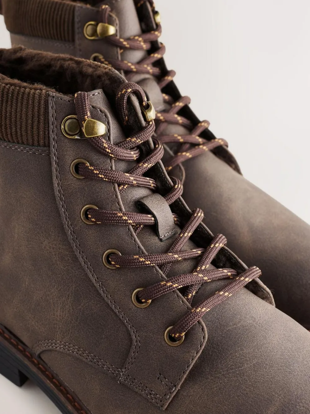 Hot Next Borg Lined Cord Trim Boots Brown