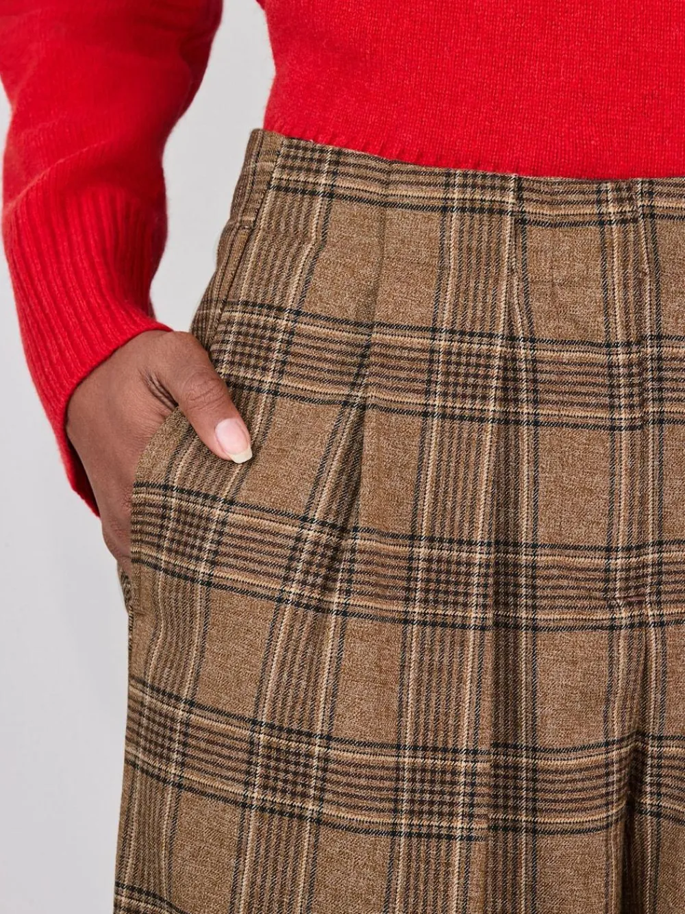 Next Brown Check Smart Culottes^Women Pants