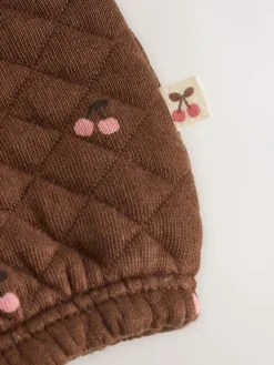New Next Brown Cherry Quilted Dungaree and Bodysuit Baby 2 Piece Set (0mths-3yrs)