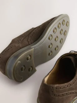 Next Brown Chunky Suede Brogue Shoes^ Shoes