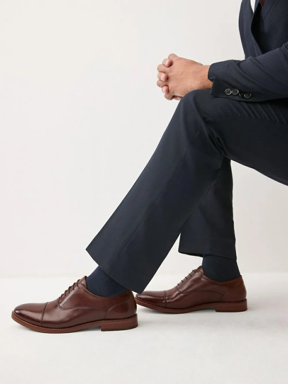 Clearance Next Contrast Sole Leather Oxford Toecap Shoes Brown