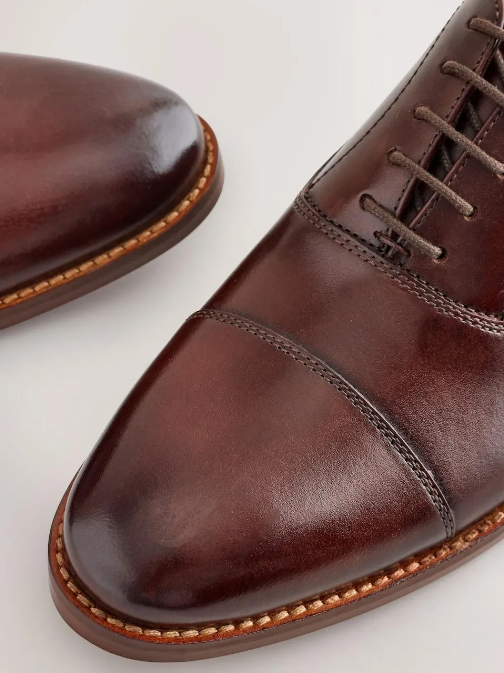 Clearance Next Contrast Sole Leather Oxford Toecap Shoes Brown