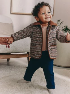 Hot Next Baby Quilted Cord Collar Jacket (0mths-2yrs) Brown Heritage Check