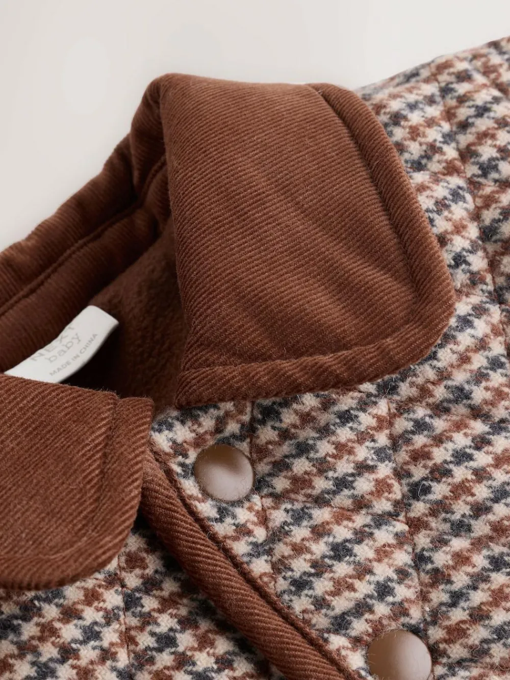 Hot Next Baby Quilted Cord Collar Jacket (0mths-2yrs) Brown Heritage Check