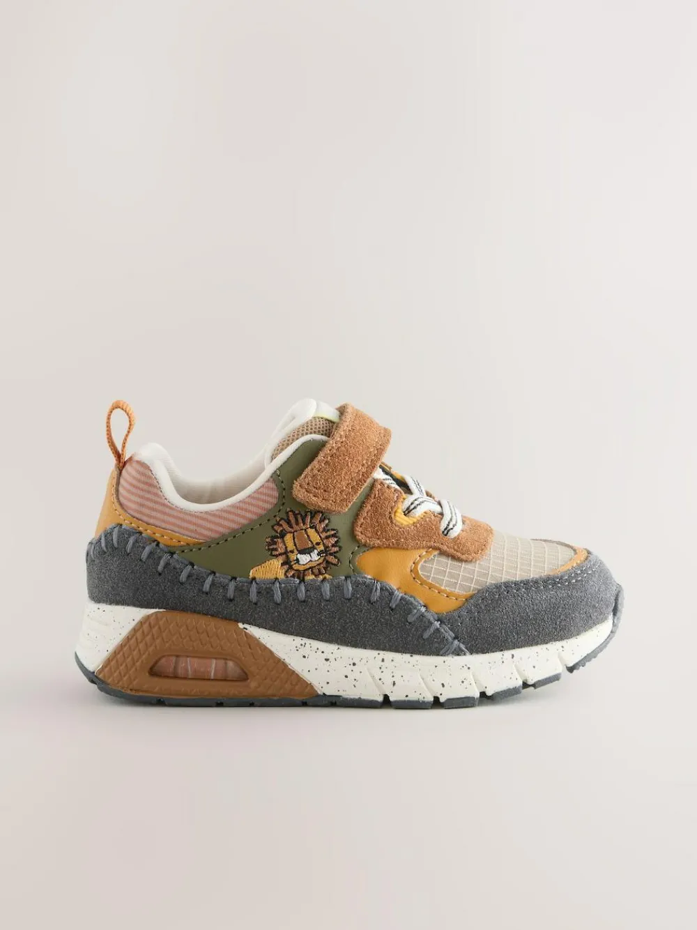 Next Brown Lion Standard Fit (F) Elastic Lace Trainers^BOY Sneakers|Sneakers