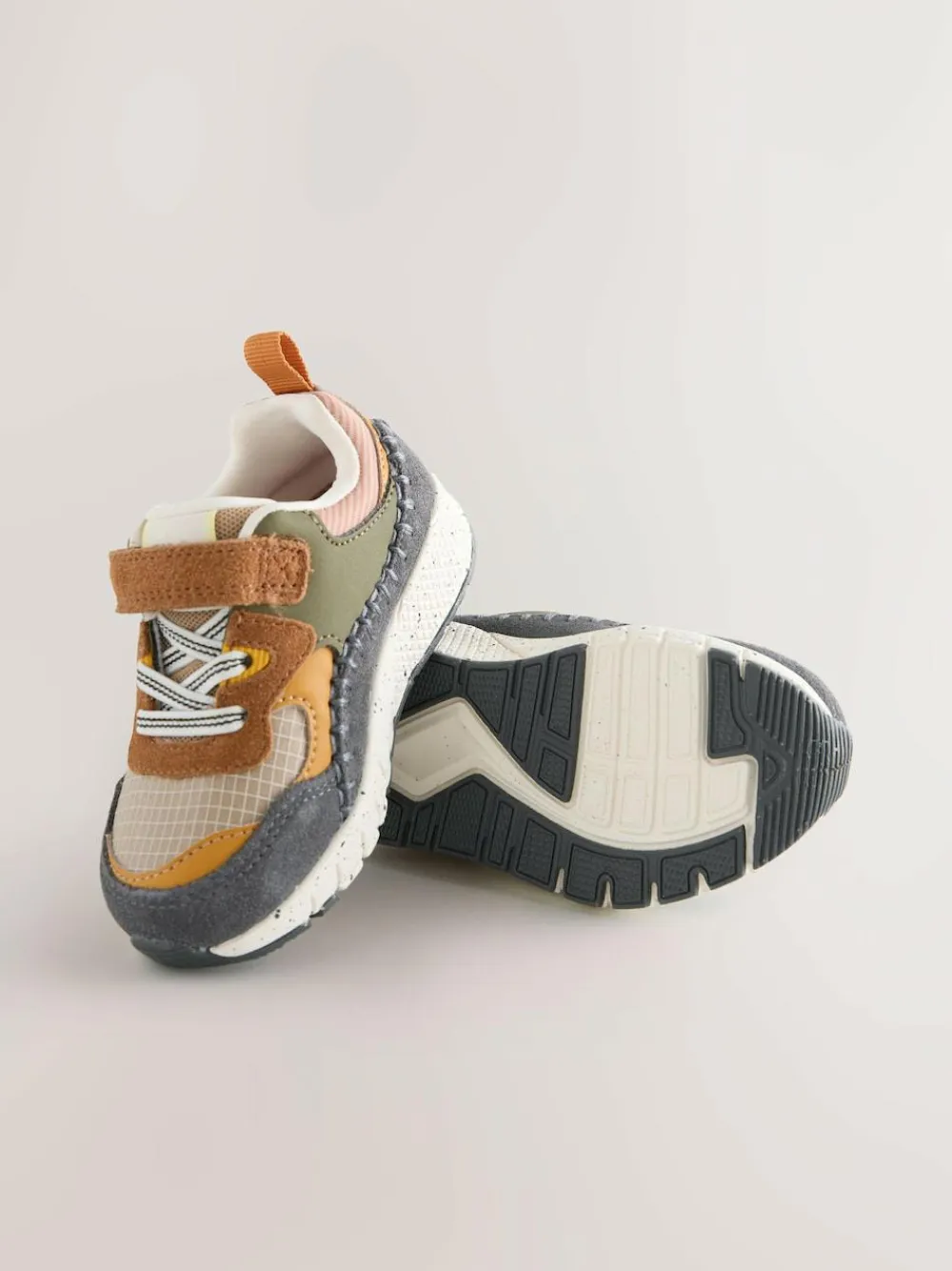 Next Brown Lion Standard Fit (F) Elastic Lace Trainers^BOY Sneakers|Sneakers
