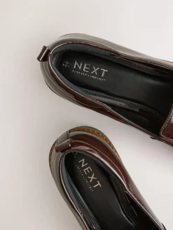 Sale Next Standard/Wide Fit Forever Comfort® Slip On Clean Chunky Sole Loafers Brown Patent