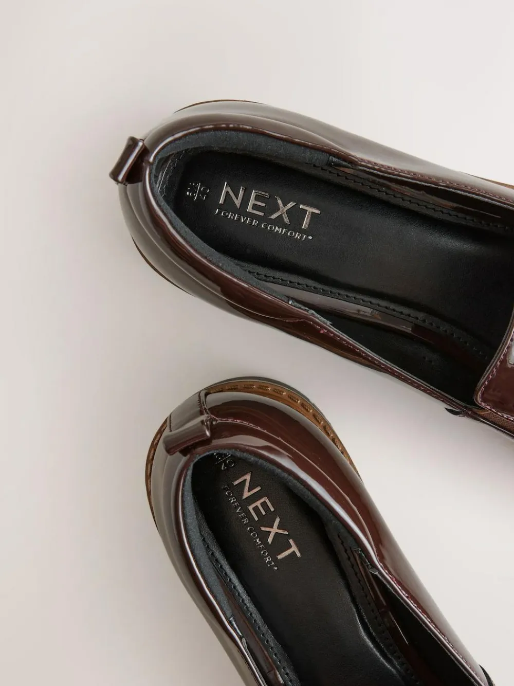 Sale Next Standard/Wide Fit Forever Comfort® Slip On Clean Chunky Sole Loafers Brown Patent