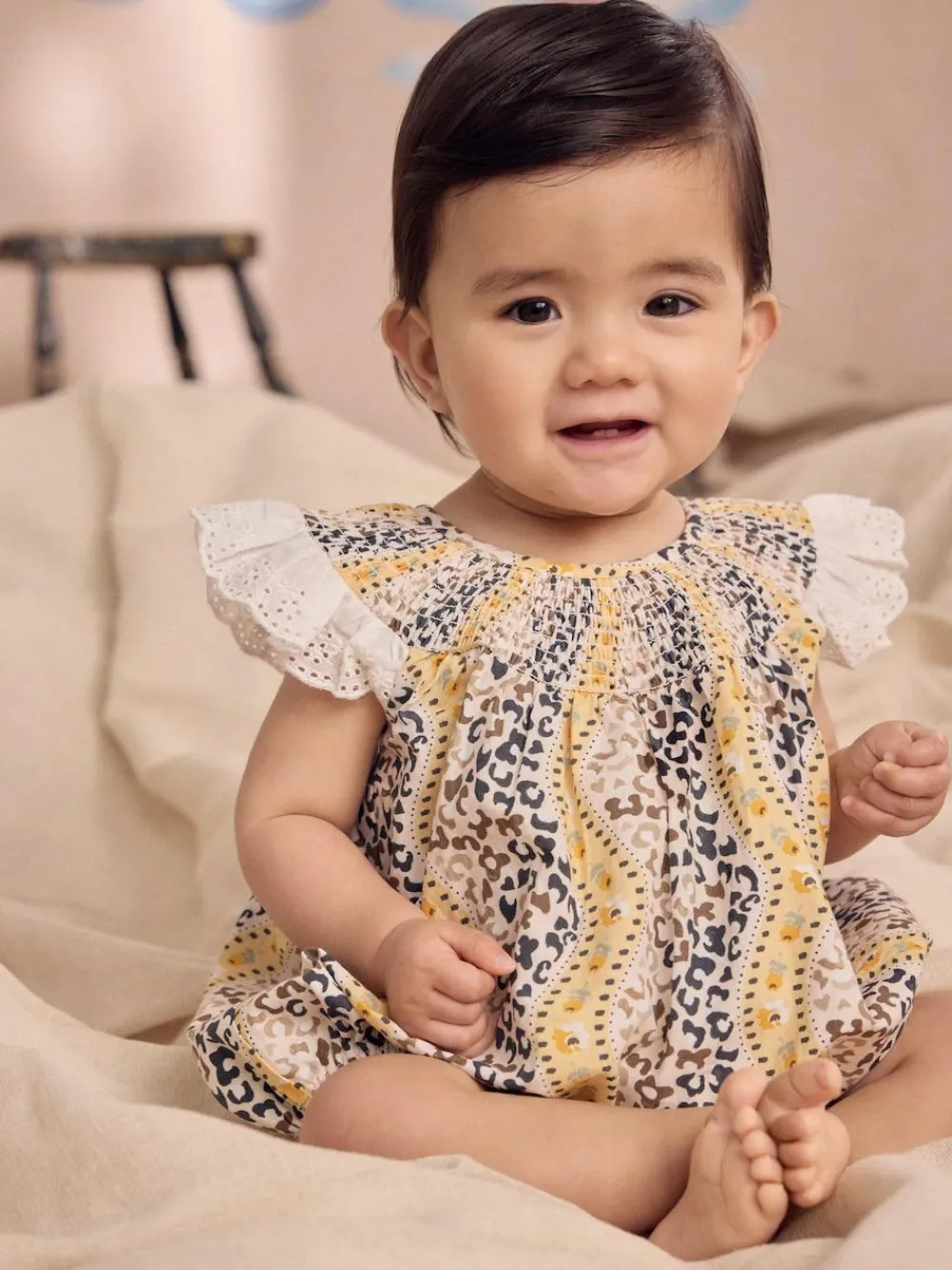Next 100% Cotton Printed Baby Broderie Romper^ Rompers & Overalls