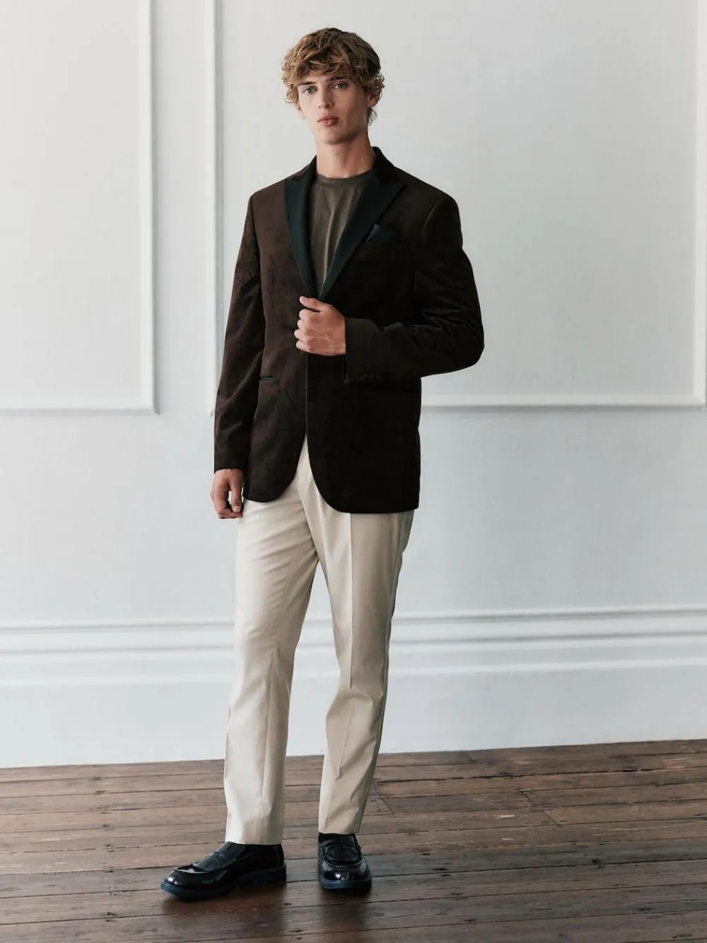 Sale Next Regular Fit Velvet Blazer Brown