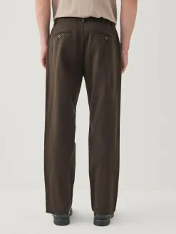 Discount Next Regular Tapered Fit Single Pleated Stretch Chinos Trousers Brown