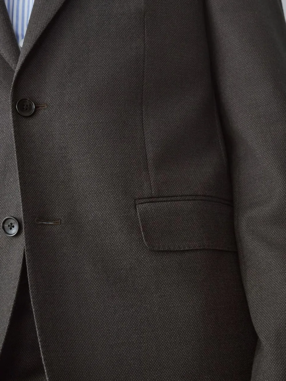Next Brown Slim Fit Wool Blend Suit Jacket