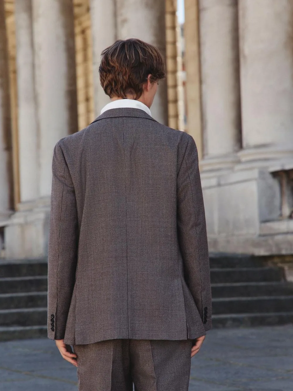 Online Next Brown Tailored Fit Wool Blend Puppy Tooth Texture Suit Jacket