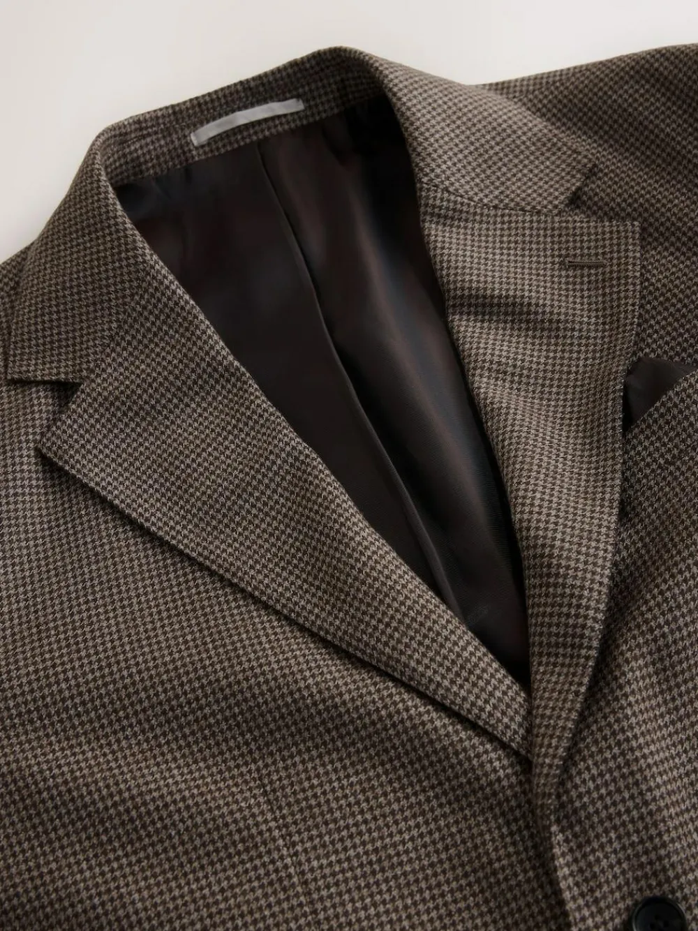 Online Next Brown Tailored Fit Wool Blend Puppy Tooth Texture Suit Jacket