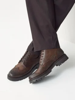 Next Brown Tall Chunky Lace-Up Brogue Boots^ Boots|Boots