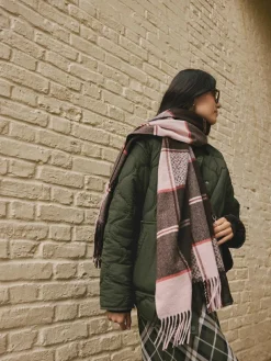 Next Brown Textured Check Midweight Scarf^Women Hats, Gloves & Scarves|Hats, Gloves & Scarves