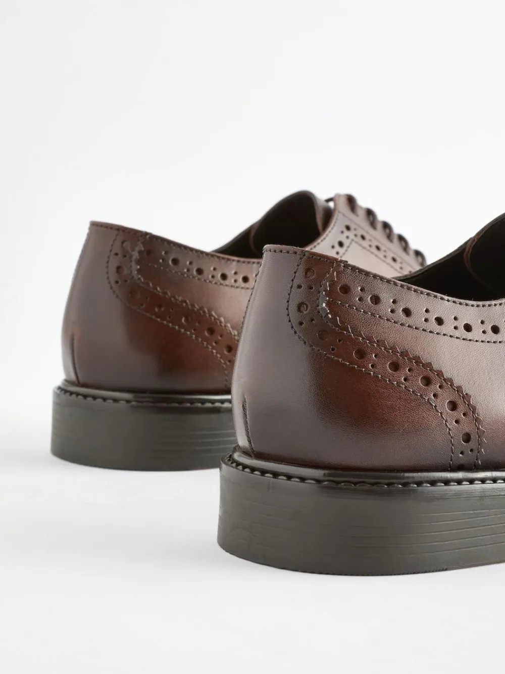 New Next Wide Fit Leather Derby Brogues Brown