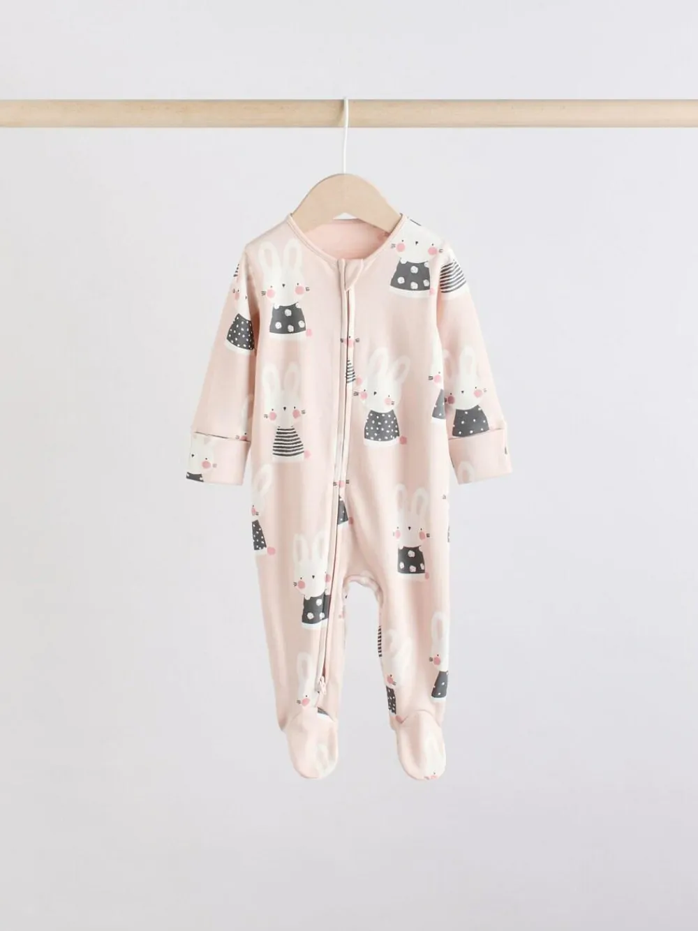 Clearance Next Brown/Cream 5 Pack Two Way Zip Baby Sleepsuits (0mths-2yrs)