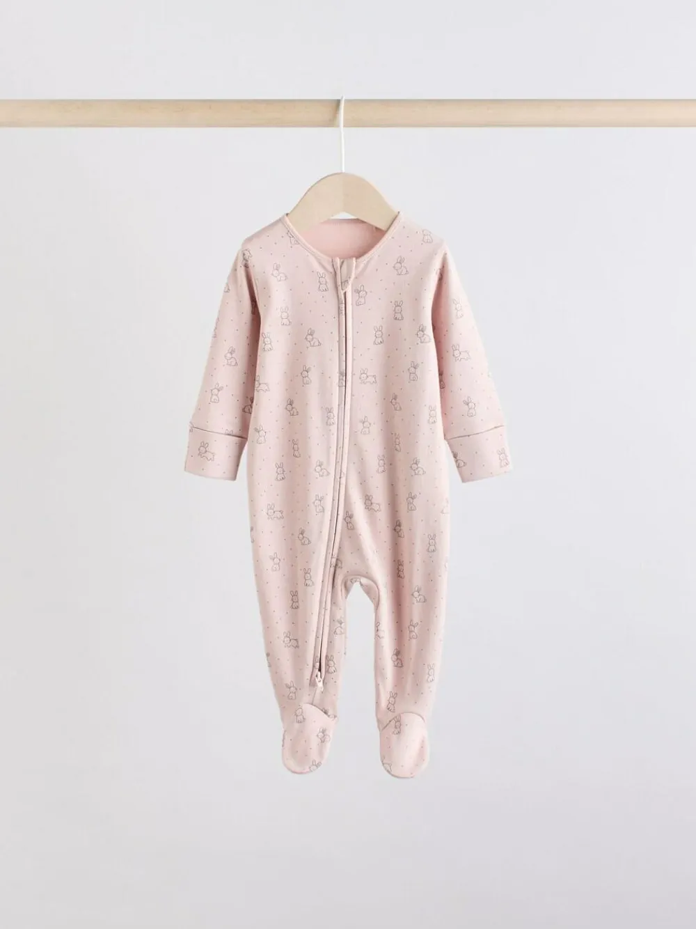 Clearance Next Brown/Cream 5 Pack Two Way Zip Baby Sleepsuits (0mths-2yrs)