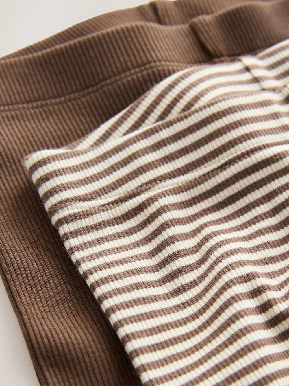 New Next Brown/Cream Babyccino Long Sleeve Tops & Leggings Set 2 Pack (3mths-7yrs)