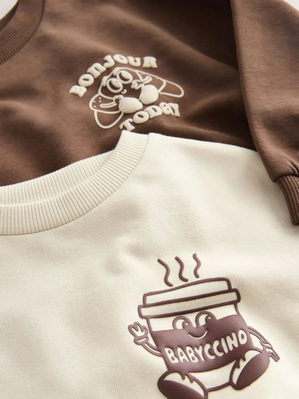 New Next Brown/Cream Babyccino Long Sleeve Tops & Leggings Set 2 Pack (3mths-7yrs)