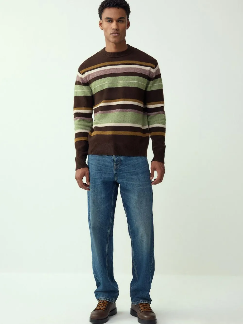 Next Regular Fit Cosy Stripe Crew Jumper with Wool^ Knitwear|Knitwear
