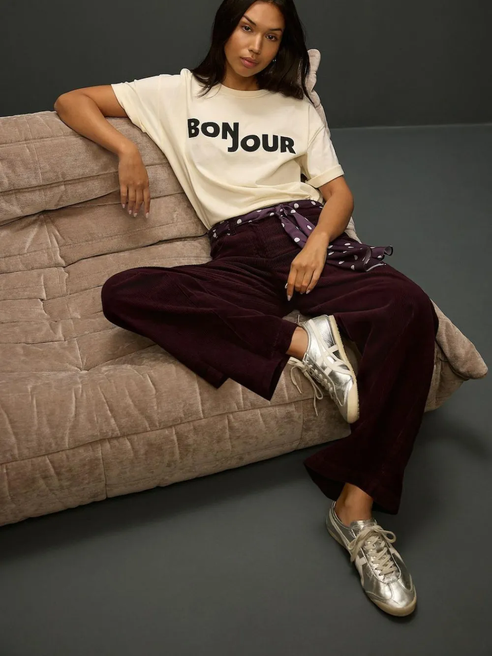 Next Cord Wide Leg Trousers With Scarf^Women Pants