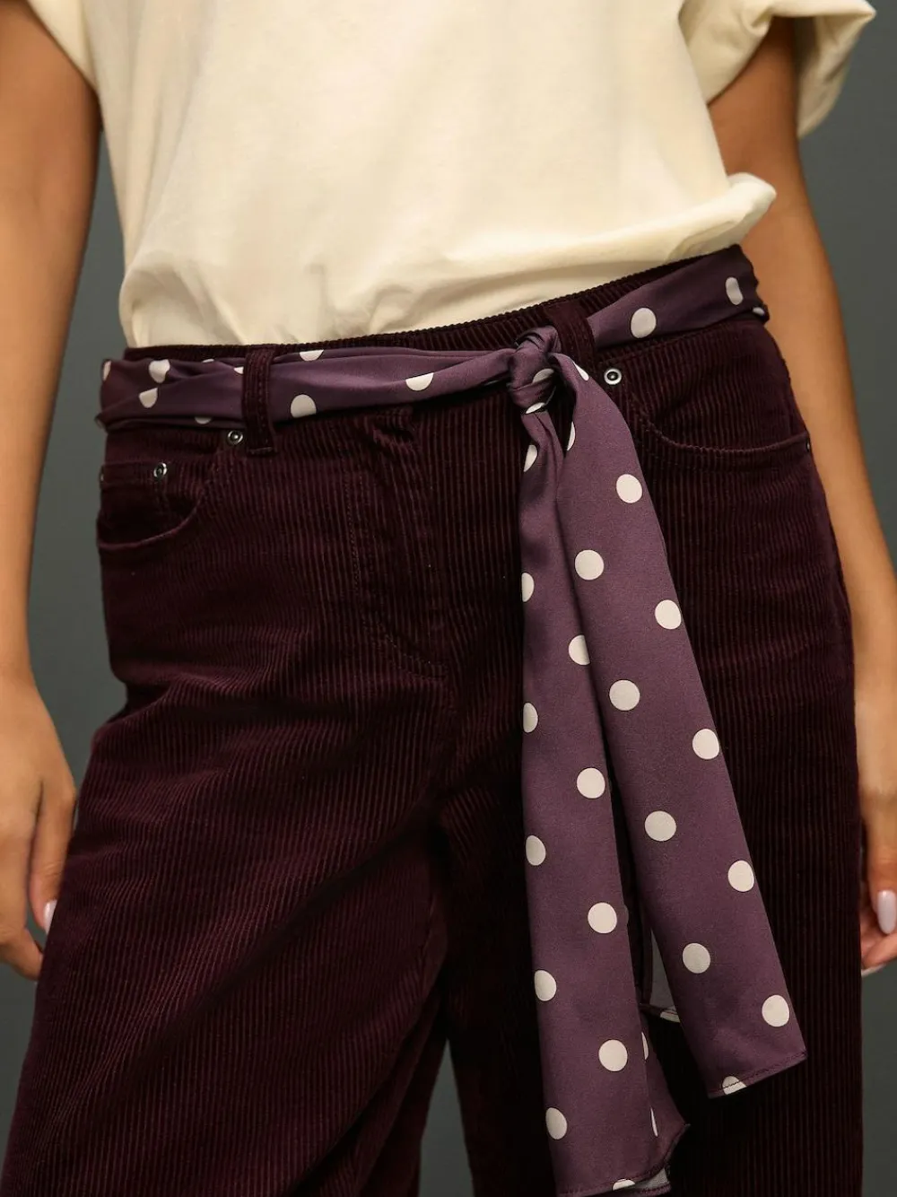 Next Cord Wide Leg Trousers With Scarf^Women Pants