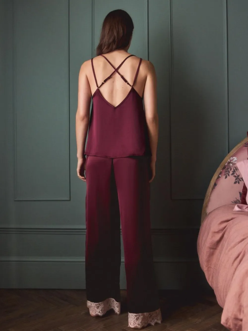 Best Next Burgundy Red Lace Trim Cami Pyjamas
