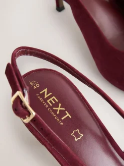 Next Leather Cutout Hardware Detail Slingback Heels^Women Wide Fit & Extra Wide Fit|Heels