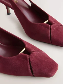 Next Leather Cutout Hardware Detail Slingback Heels^Women Wide Fit & Extra Wide Fit|Heels