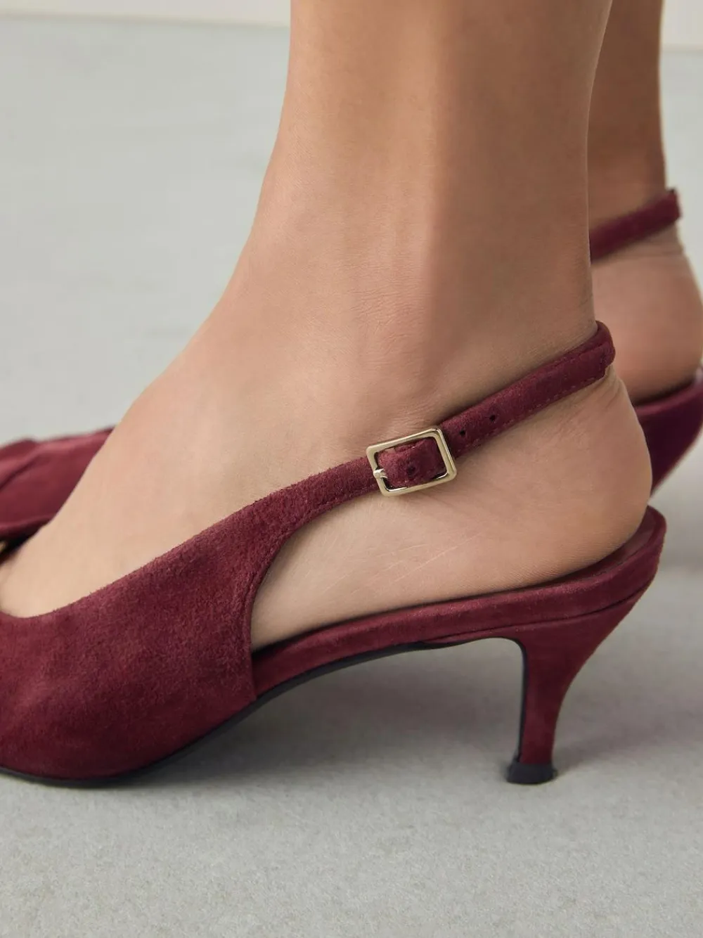 Next Leather Cutout Hardware Detail Slingback Heels^Women Wide Fit & Extra Wide Fit|Heels