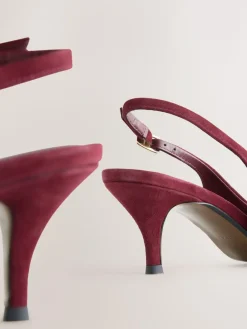 Next Leather Cutout Hardware Detail Slingback Heels^Women Wide Fit & Extra Wide Fit|Heels
