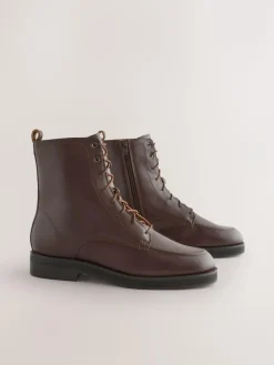 Hot Next Forever Comfort® Lace-Up Ankle Boots Burgundy Red Leather