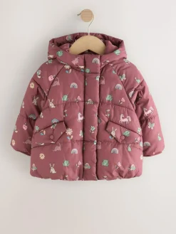 Hot Next Shower Resistant Faux Fur Lined Padded Coat (3mths-7yrs) Burgundy Red