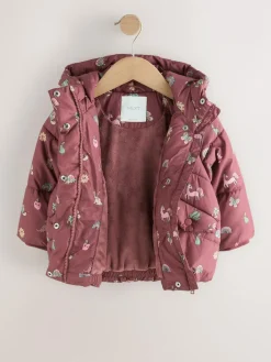Hot Next Shower Resistant Faux Fur Lined Padded Coat (3mths-7yrs) Burgundy Red