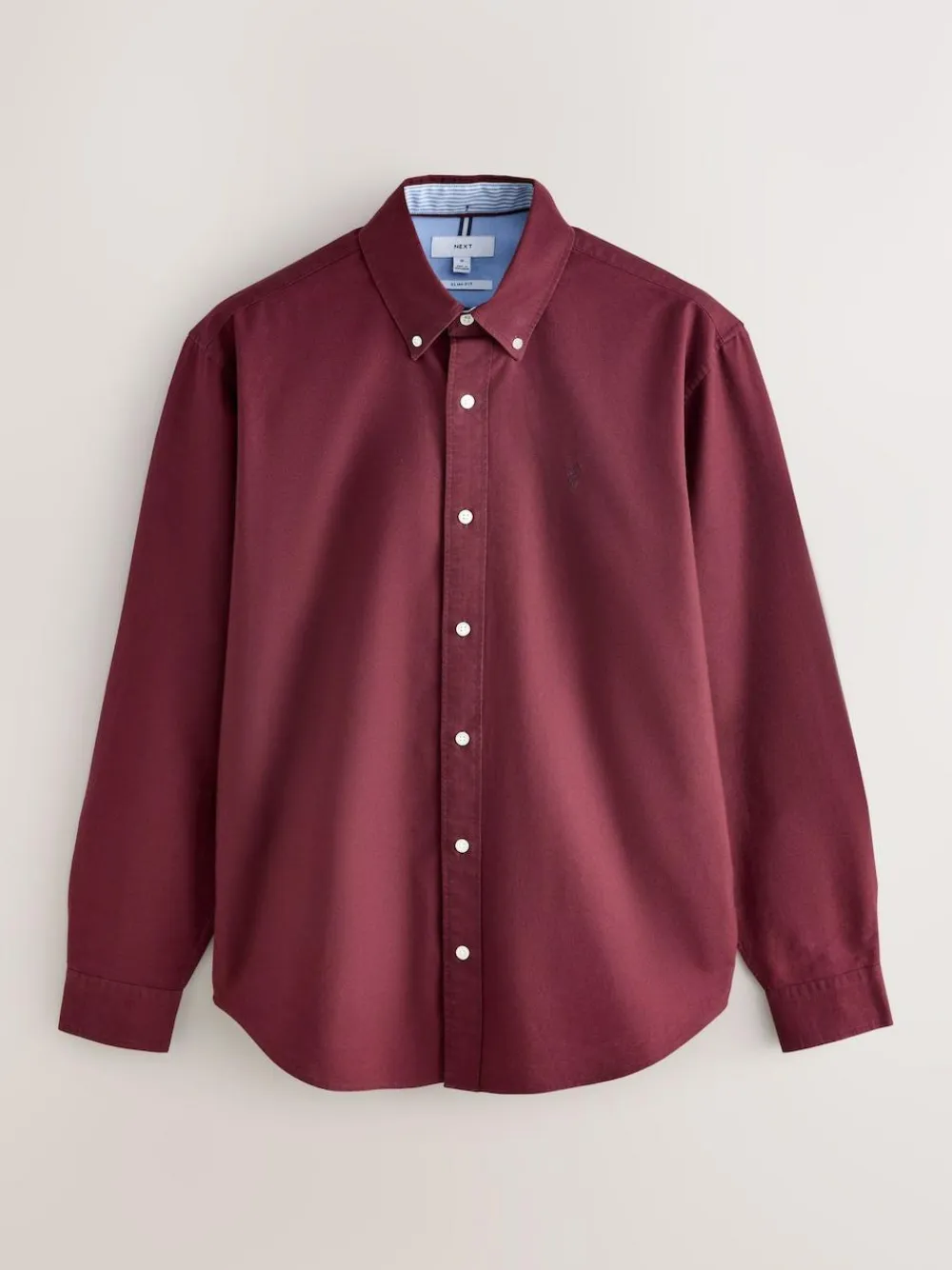 Next Burgundy Red Slim Fit Long Sleeve Oxford Shirt