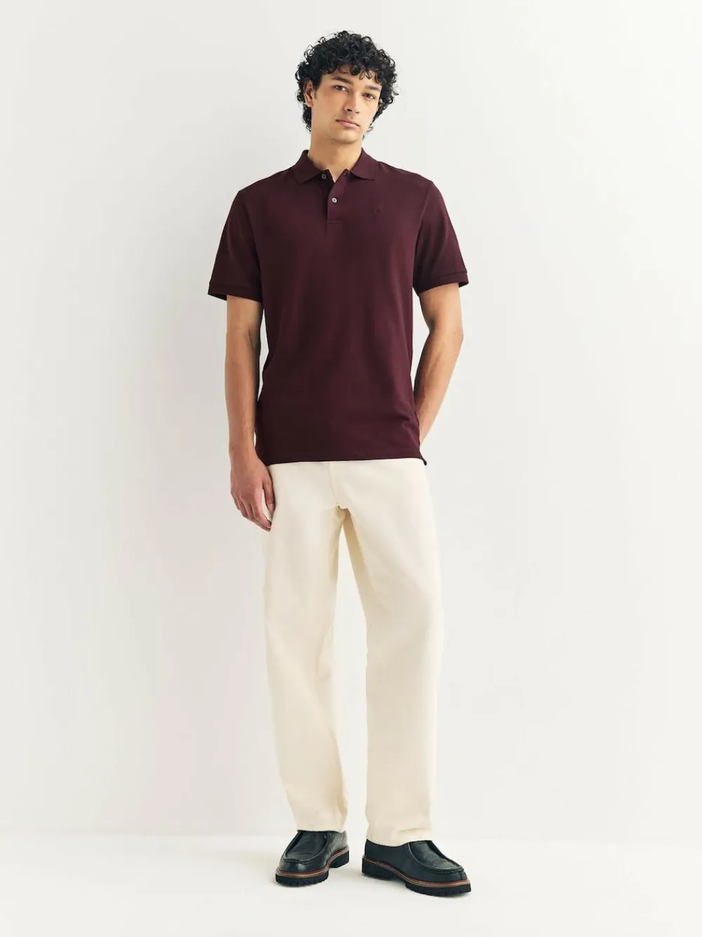 Best Next Burgundy Red Slim Fit Short Sleeve Pique Polo Shirt