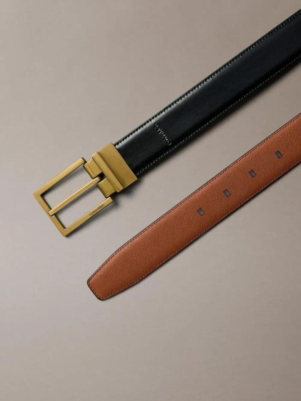 Calvin Klein Black Smooth Square Buckle Belt^ Belts & Braces