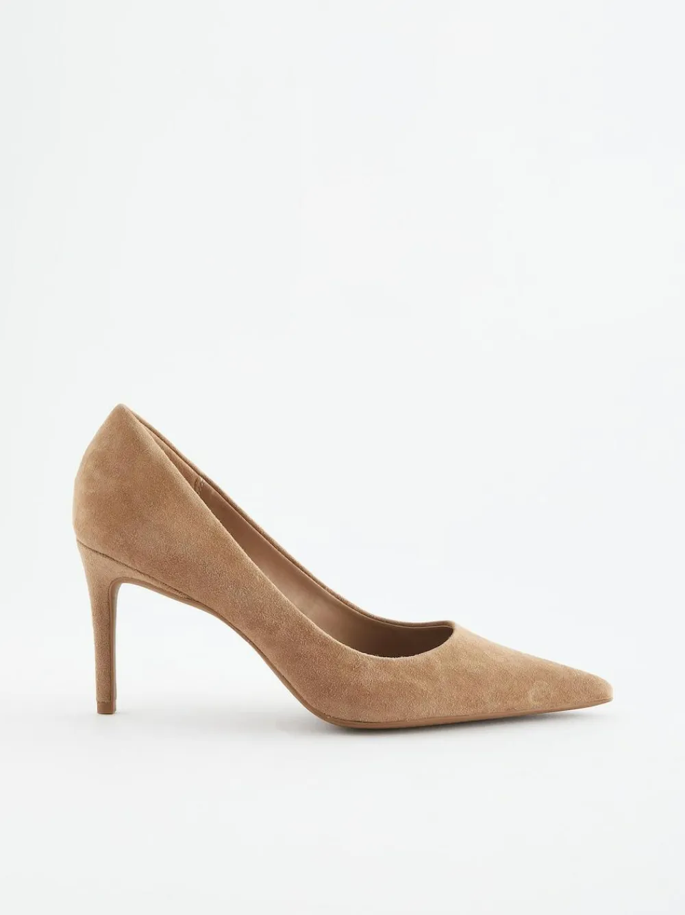 Online Next Camel Suede Standard/Wide Fit Leather Mid Court Shoes