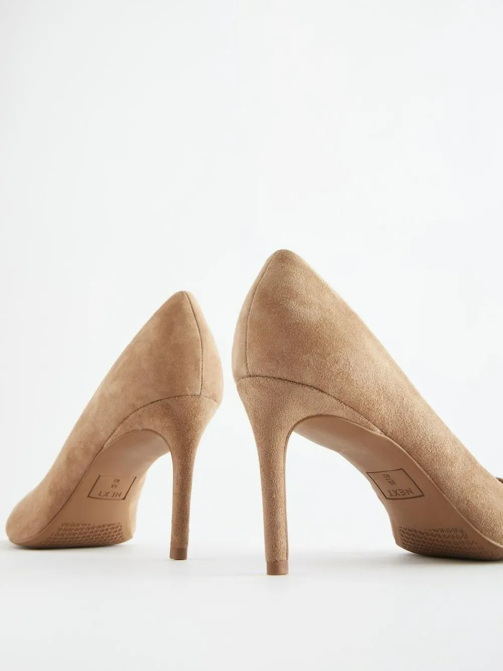 Online Next Camel Suede Standard/Wide Fit Leather Mid Court Shoes