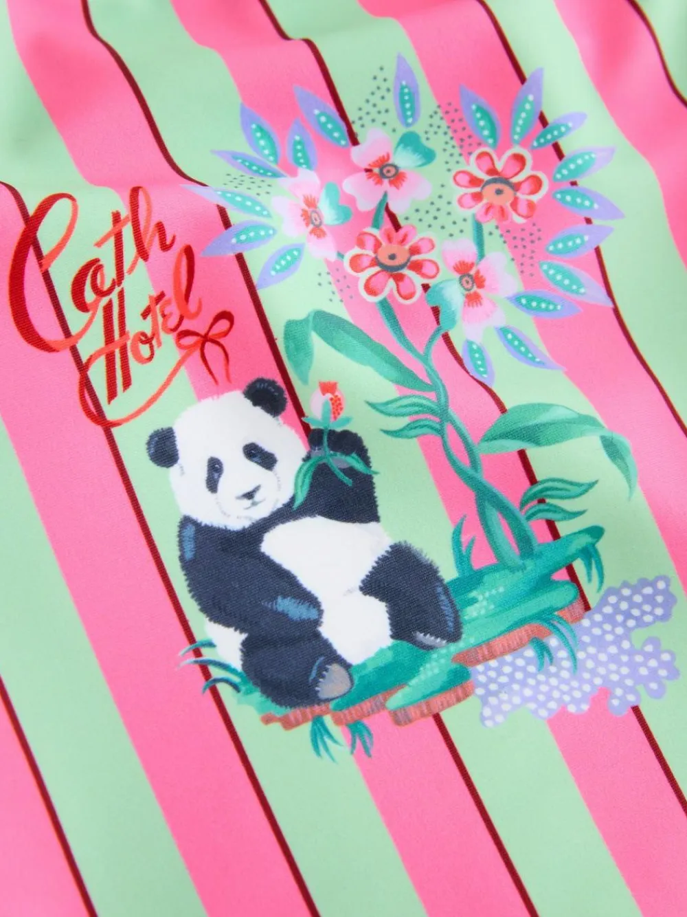 Outlet Cath Kidston Frill Swimsuit (3mths-7yrs) Pink/Green Stripe Panda