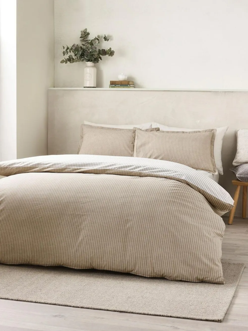 Catherine Lansfield Oxford Pinstripe Reversible Duvet Cover Set^ Branded Bedlinen