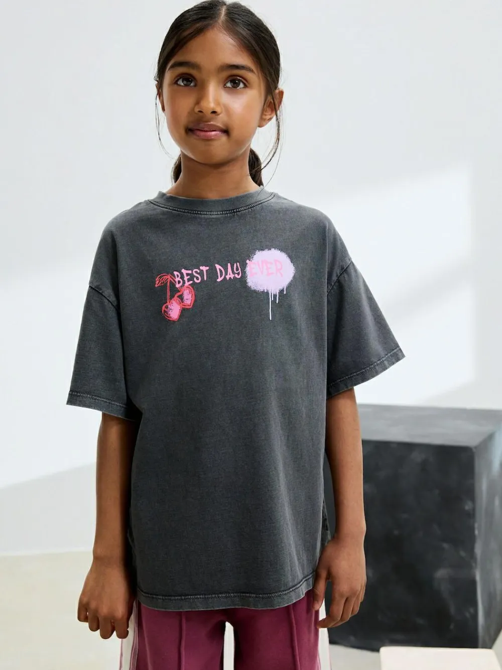 Discount Next Charcoal Graffiti Oversized Graphic Print T-Shirt (3-16yrs)