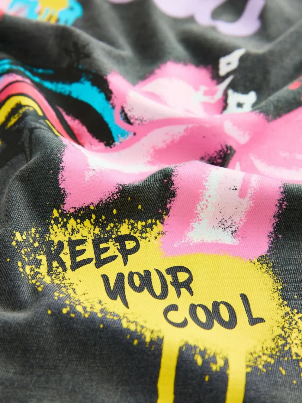 Discount Next Charcoal Graffiti Oversized Graphic Print T-Shirt (3-16yrs)